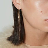 Delicate Layered Gold Thread Chain Earrings
